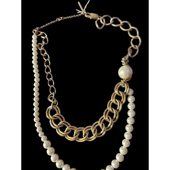 Kenneth Cole Gold-Tone Chain & Faux Pearl Layered Necklace With Lobster Clasp - Picture 2 of 15